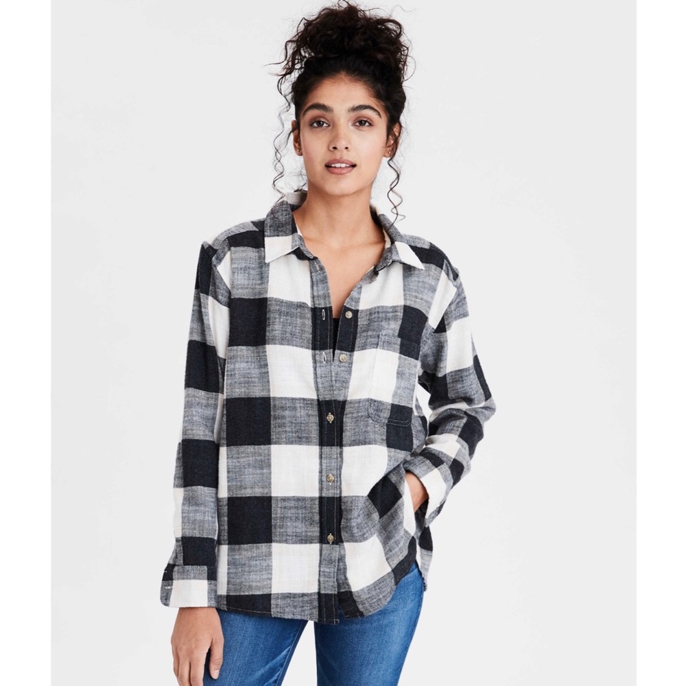 AE Soft Boyfriend Plaid Shirt